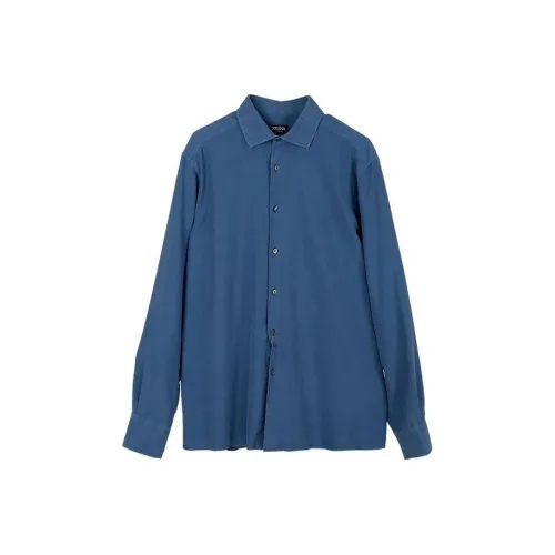 Ermenegildo Zegna Джинсовый Синий Мужские Рубашки