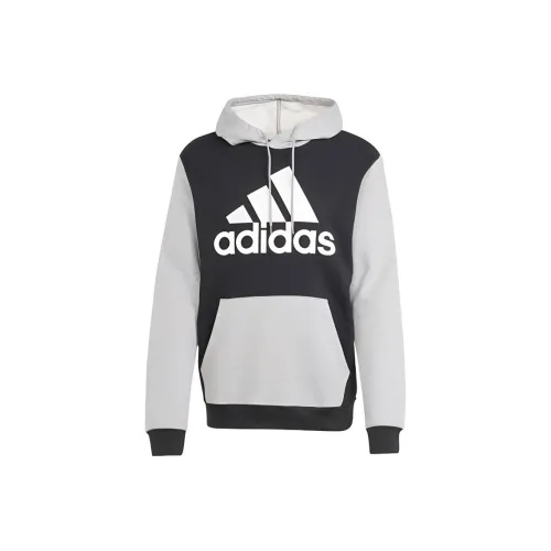 Adidas Essentials Fleece Big Logo Толстовка Мужская Черная Средне-Серый Смешанный Цвет