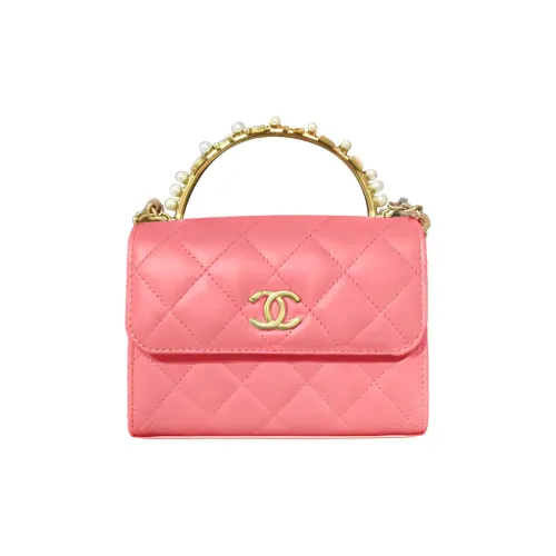 CHANEL Sheepskin Маленькая Квадратная Сумка через плечо Женская Розовая