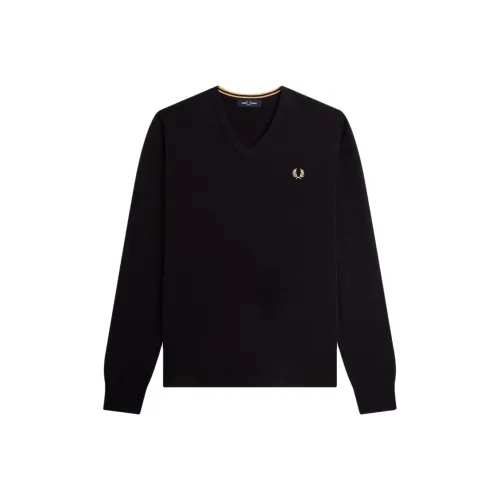 FRED PERRY Классический V-образный вырез JUMPER Толстовка Мужской Черный