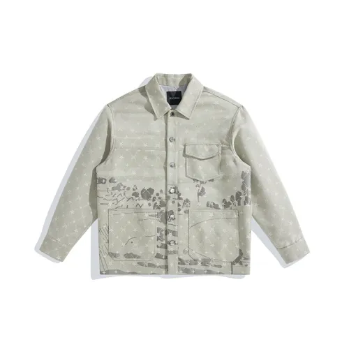 PEACEBIRD MEN Светло-зеленый 1 Свободный крой Мужские рубашки