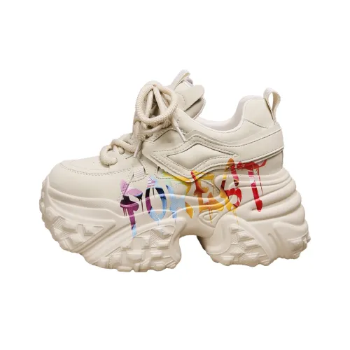 Forest Princess визуально увеличивает рост Низкий топ Толстая подошва Кроссовки Женские Экрю