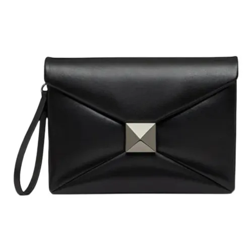 Valentino One Stud Lambskin Clutch Men's Black