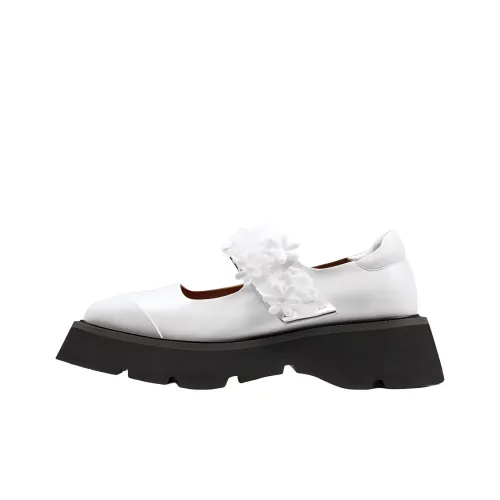 NUOGIC Inflorescence Коллекция Туфли Мэри Джейн с грубым каблуком 3,5 см Женские Белые