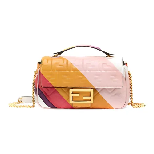 FENDI Baguette Nappa Lambskin Crossbody Bag Shoulder Bag Medium Women's Brown Light Pink Multicolor FENDI Baguette Nappa Овечья кожа Сумка через плечо Сумка через плечо Средняя Женская Коричневый Светло-розовый Многоцветный