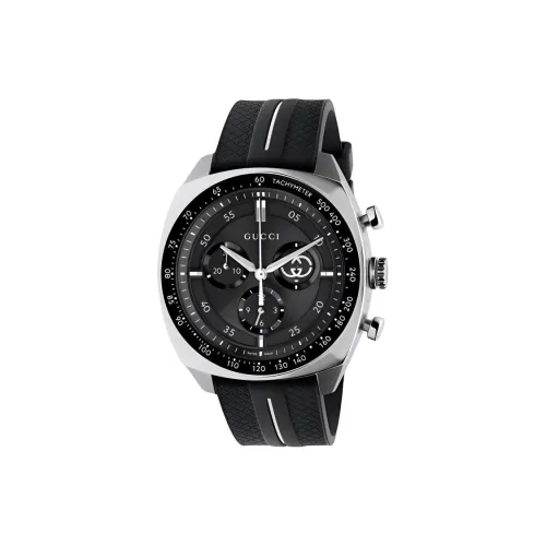 GUCCI Interlocking Мужские часы Кварцевый механизм Резиновый ремешок 41 мм Черный циферблат
