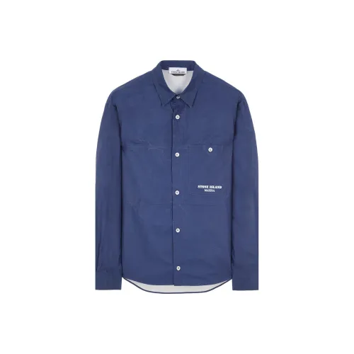 STONE ISLAND SS24 Marina Коллекция Рубашка Мужская Синяя