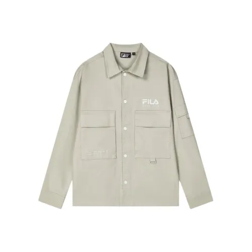 FILA SS24 Рубашка Мужская Молочный Кофейный