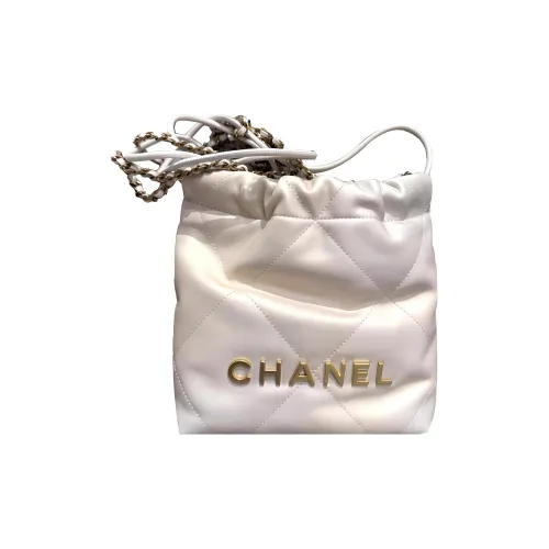 CHANEL 22Bag Телячья кожа Ведрообразная сумка Сумка через плечо Мини Женская Жемчужный Жемчужно-белый Градиент