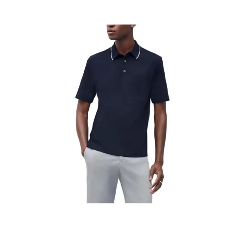 HERMES SS25 Поло Мужское Морской Синий