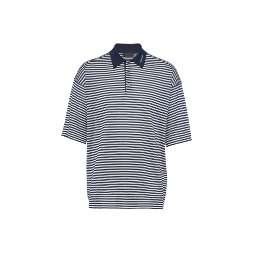 PRADA SS22 Поло Мужское Синие Белые