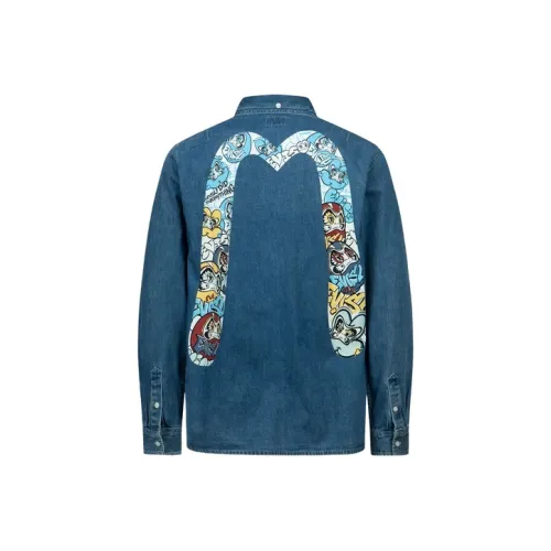 EVISU Джинсовый Синий Мужские Рубашки