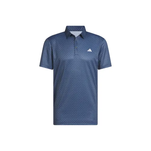 Adidas ALLOVER PRINT Golf Core Поло Мужское Преппи Стиль Морской Синий Белый