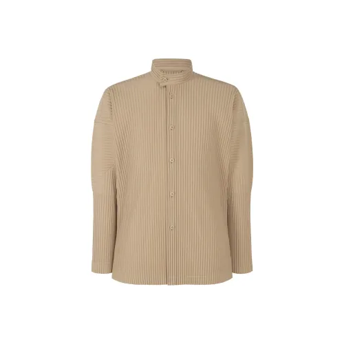Homme Plissé Issey Miyake FW24 Рубашка Мужская Светлый Бежевый