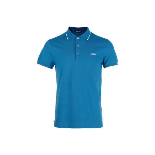 Zegna SS23 Поло Мужское Светло-Синий