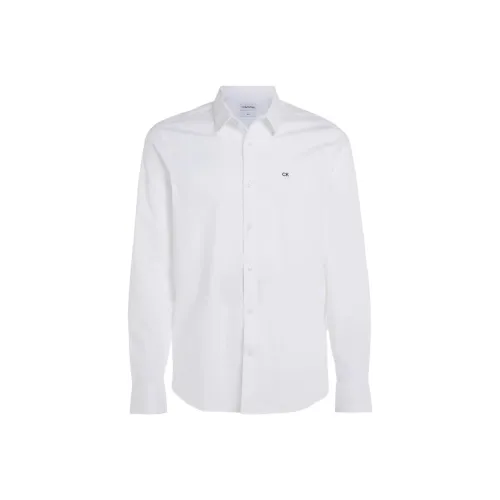CALVIN KLEIN Тонкая рубашка из поплина эластичная мужская белая