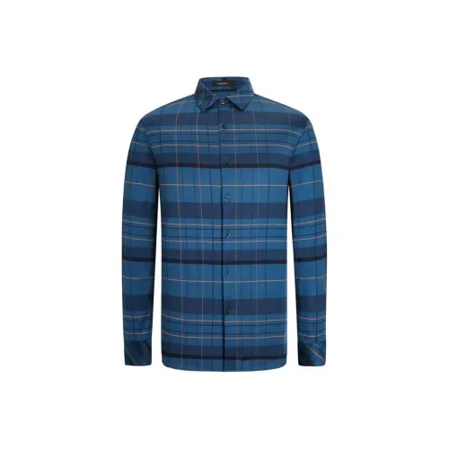 K BOXING Цветовой блок Линия Длинный рукав Рубашка Мужская Темно-озерный Синий