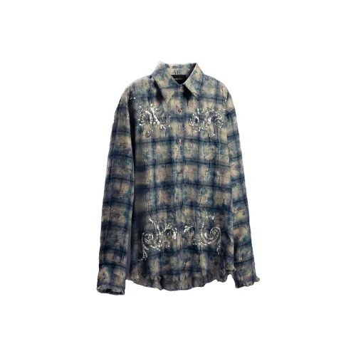 Apriority Clothing Рубашка Унисекс Темно-синяя Клетка