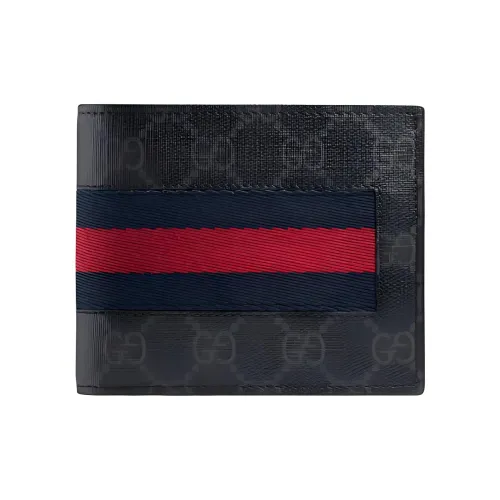 GUCCI Canvas с кожаными вставками кошелек мужской черный