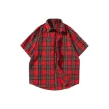 Красный, короткий рукав, в клетку