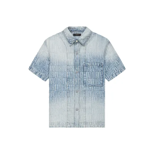 AMIRI Выстиранный Синий Мужские Рубашки