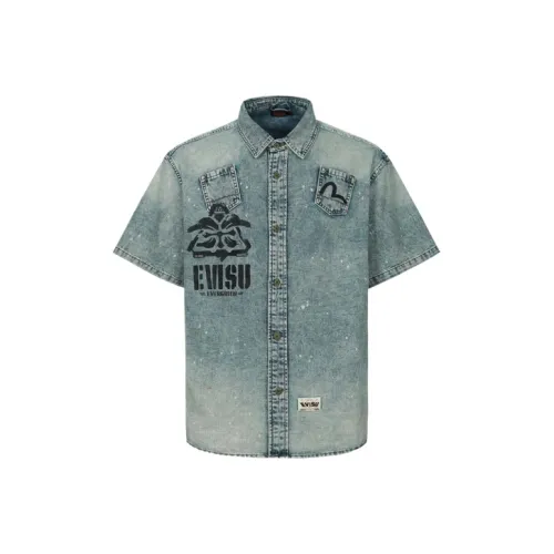 EVISU Джинсовый Синий Мужские Рубашки
