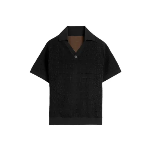 Jacquemus SS25 Крокодил Поло Мужское Черный Черный