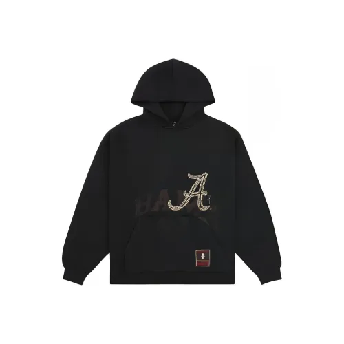 Travis Scott X Mitchell Ness Коллаборация SS24 Университетский OF Alabama Логотип Толстовка Унисекс Черный