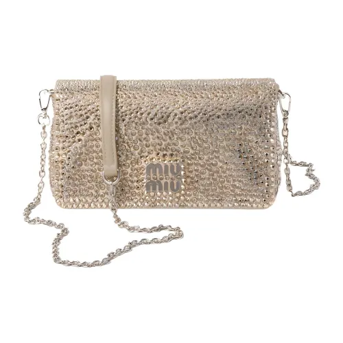 MIU MIU Синтетический Искусственный Кристалл Сатин Сумка через плечо Мини Женская Песочно-желтая