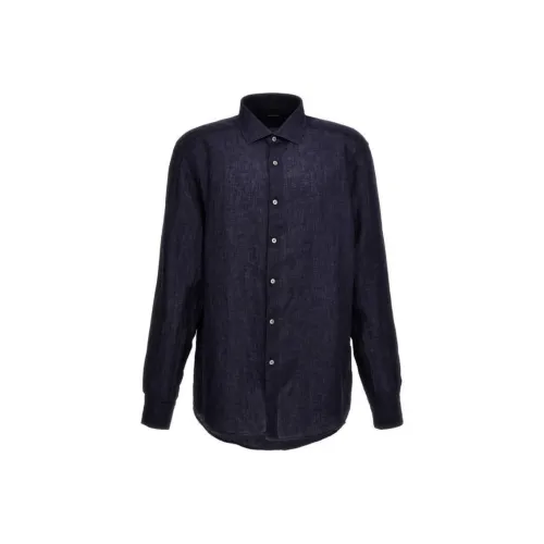 Ermenegildo Zegna Blue Men's Shirts Эргенжильдо Зегна Синий Мужские Рубашки