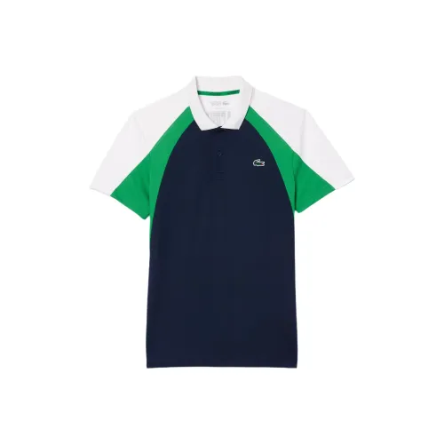 LACOSTE Поло Мужское Морской Синий Зеленый Белый
