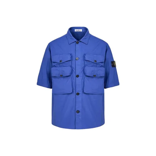 Stone Island Синий Фиолетовый Мужские Рубашки