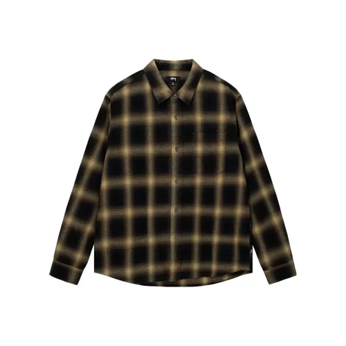 Stussy Темно-кофейная Клетчатая Рубашка Унисекс