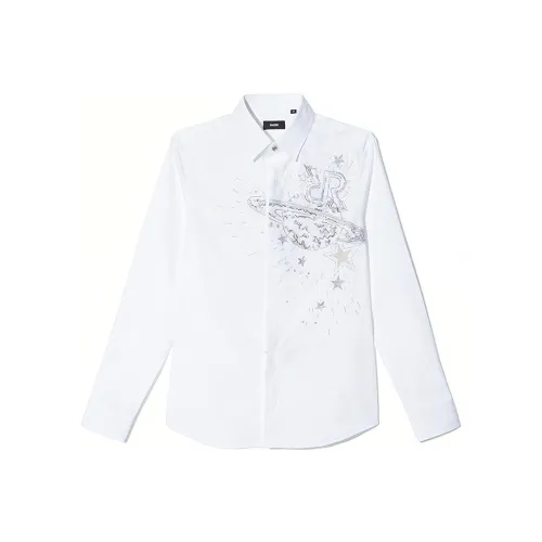 RARE Длинный рукав рубашка мужская белая