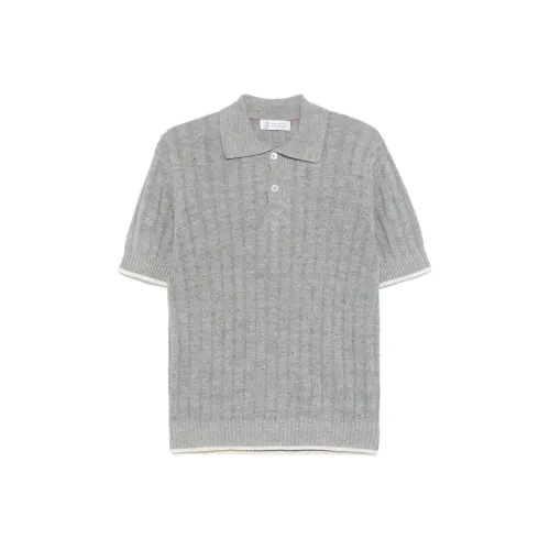 BRUNELLO CUCINELLI Men's Polo Medium Gray