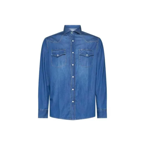 BRUNELLO CUCINELLI Рубашка Мужская Синяя