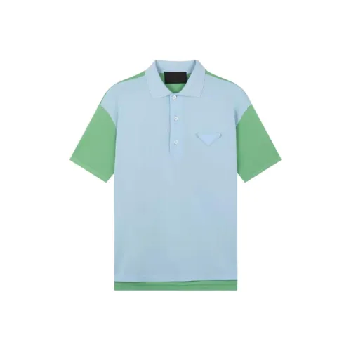 PRADA Мужская поло синего цвета