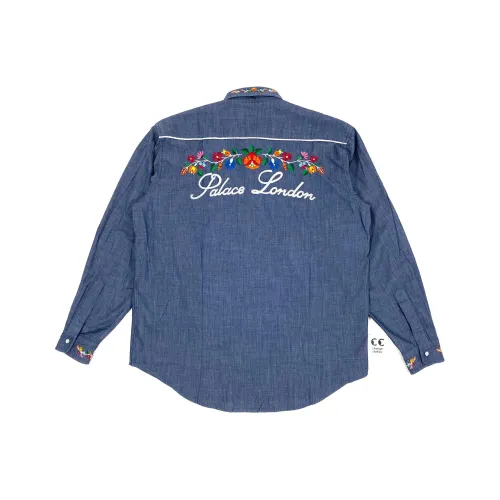 PALACE Indigo Men's Shirts PALACE Индиго Мужские Рубашки