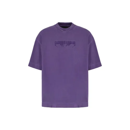 EMPORIO ARMANI Letter Logo Вышивка Круглый вырез Свободный крой Короткий рукав Т-рубашка Т-рубашка Мужская Фиолетовая