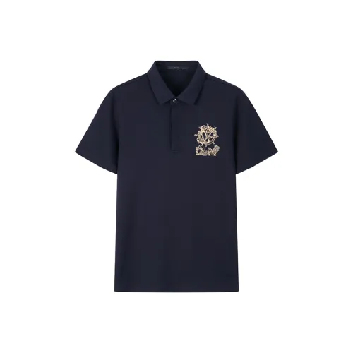 DAVID NAMAN Dark Blue Men's Polo