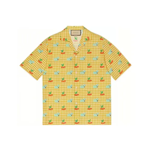 GUCCI X Harry styles Co Брендированная Рубашка Мужская Желтая