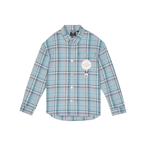 Палладий Рубашка Унисекс Синий Белый Розовый Клетка Полосы