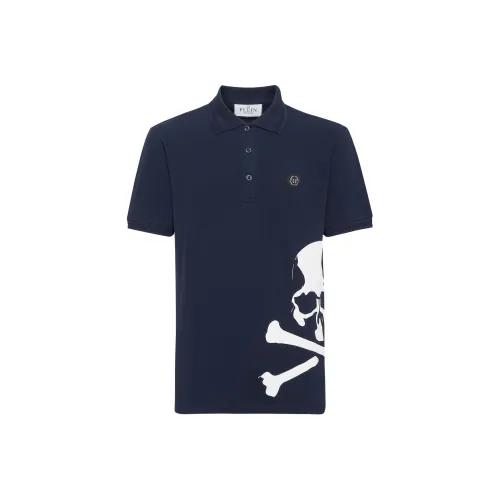 PHILIPP PLEIN Темно-синий Мужская рубашка polo