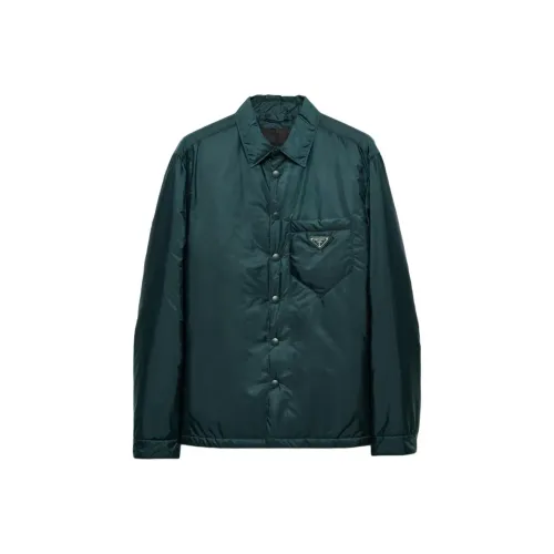 PRADA Темно-зеленые Мужские Рубашки