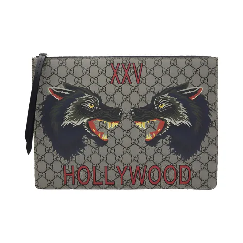 GUCCI Canvas с кожаными вставками один плечевой через плечо клатч мужской коричневый