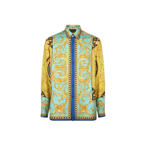 VERSACE Barocco Синий Мужские Рубашки