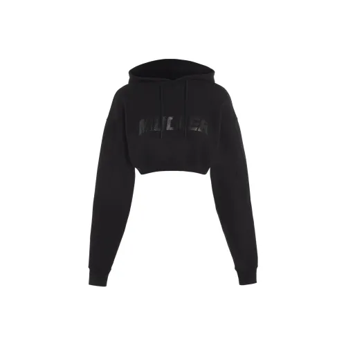 Mugler SS24 Cropped Mugler Logo Hoodie Hoodie Men's Black