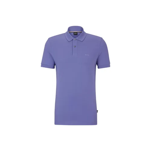Hugo Boss Поло с вышитым логотипом рубашка мужская фиолетовая
