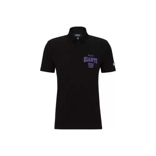Hugo Boss Хлопок Пике Поло с Коллаборативным Брендингом Поло Мужской Черный