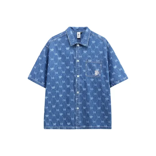 ONIARAI Джинсовый синий Мужские рубашки